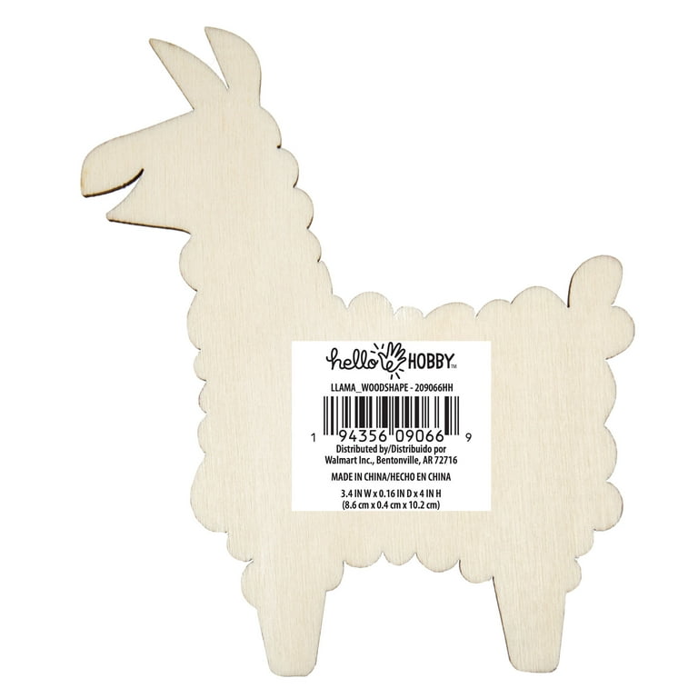 Hello Hobby Unfinished Wood Llama Small Die Cut Shape