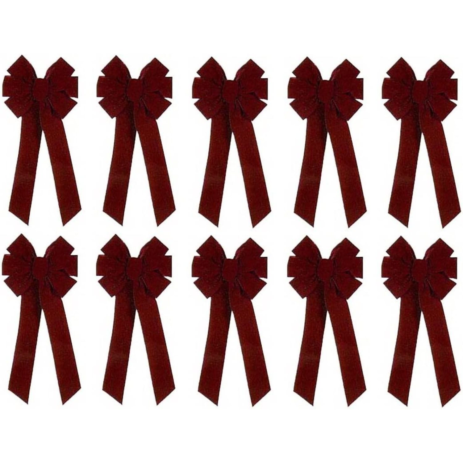s Velvet Bow 10" Indoor/Outdoor Use Burgundy, Quantity of (10
