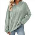 thumbnail image 1 of Sudadera con Capucha de Punto Acanalado para Mujer, Sudaderas Extragrandes con Bolsillo Tipo Canguro, Tops Casuales Holgados con Cordón Verde XXL, 1 of 7