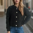 thumbnail image 5 of JYnXIANTI Sweaters for Women Fall Warm Button down Crochet Knitting Cardigan Casual Fashion Solid Long Sleeve Tops Outwear, 5 of 5
