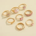 thumbnail image 3 of Eosunjian 8Pcs Knuckle Rings Tai Chi Punk Women Exquisite Sparkling Rings Fashion Jewelry Pink, 3 of 13