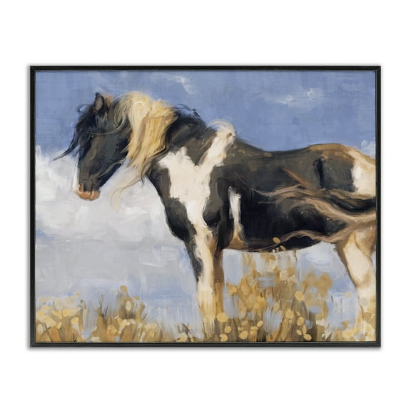 Stupell Industries Traditional Windswept Stallion Animals & Insects Painting Black Framed Art Print Wall Art, 14 x 11