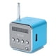 thumbnail image 1 of EeaseMX Mini reproductor de música digital portátil MP3/4 con tarjeta Micro SD/TF, disco USB, altavoz y radio FM (azul), 1 of 8