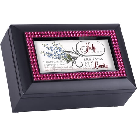 July Month Ruby Birthstone Lightness And Levity Black Musical Trinket Box