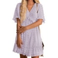 thumbnail image 1 of SAYOO , vestido de chifón de verano para mujer, vestido informal de media manga con cuello en V y estampado de puntos de Color sólido para fiesta SAYOO  Moda, 1 of 9