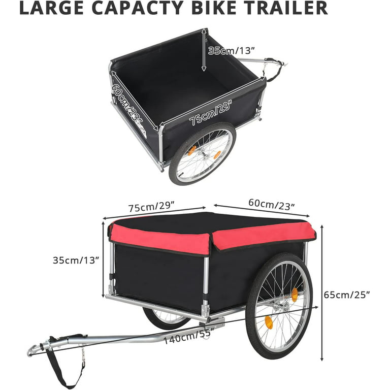PEXMOR Foldable Bike Cargo Trailer w/ 20 Quick Release Wheel & Universal  Hitch, Bicycle Wagon Trailer Large Capacity with Removable & Waterproof  Cover, Folding Frame Bike Trailer Storage Cart 