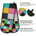 thumbnail image 2 of Yayeee Double Oven Mitt Kitchen Heat Resistant Baking 35" x7" Quilted Glove, Blue Checkered Pattern, 2 of 6