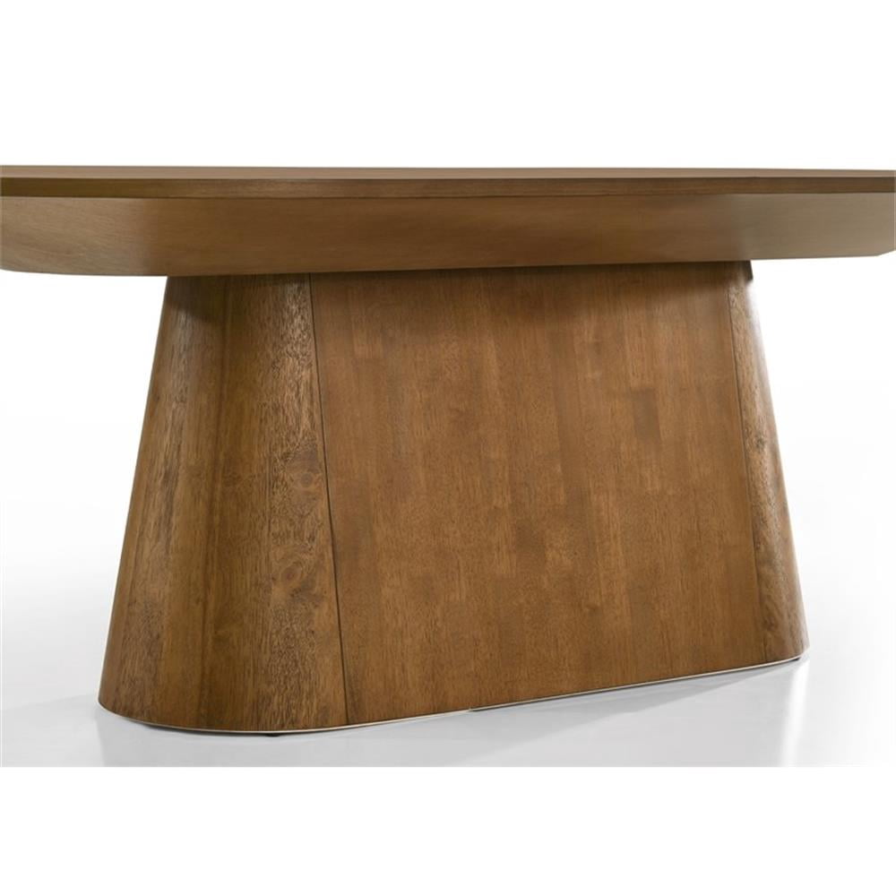 Andrew 88" Brown Walnut Wood Finish Oval Dining Table with Pedestal Base
