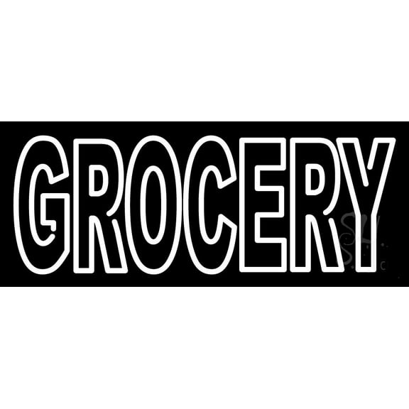 Simple Grocery LED Neon Sign 10 x 24 - inches, Black Square Cut Acrylic Backing, with Dimmer - Bright and Premium built indoor LED Neon Sign for Defence Force.