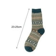 thumbnail image 3 of harmtty 1 Pair Unisex Socks Ethnic Style Warm Men Women Color Block Knitting Socks for Daily Wear,Army Green, 3 of 8