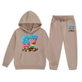 thumbnail image 3 of Boys Tracksuit Rap 67 Print Hooded Sweatshirt Jogger Pants Casual Comfortable Pullover Playful 2 Piece Outfits 8-9 Y, 3 of 5