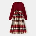 thumbnail image 2 of PatPat Family Matching Solid Ribbed Spliced Plaid Belted Dresses and Long-sleeve Button Up Shirts, 2 of 6