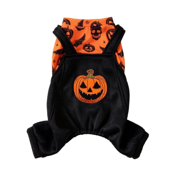 1 Small Dog Halloween 19 Inch Dog Pumpkin Soft Pet Jumpsuit Halloween Outfit for Small Dogs Halloween Party Orange Black 1 Pack
