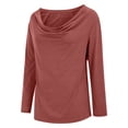 thumbnail image 4 of Long Sleeve Shirts for Women Fall Fashion Must Have Women's Clothing Crew Neck Casual Ladies Tops And Blouses Knit Womens Sweatshirt Brown, 4 of 9