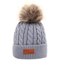 thumbnail image 2 of GRNSHTS Toddler Kids Boys Girls Winter Hats Warm Knitted Crochet Beanie Plain Pom Caps (Gray), 2 of 4