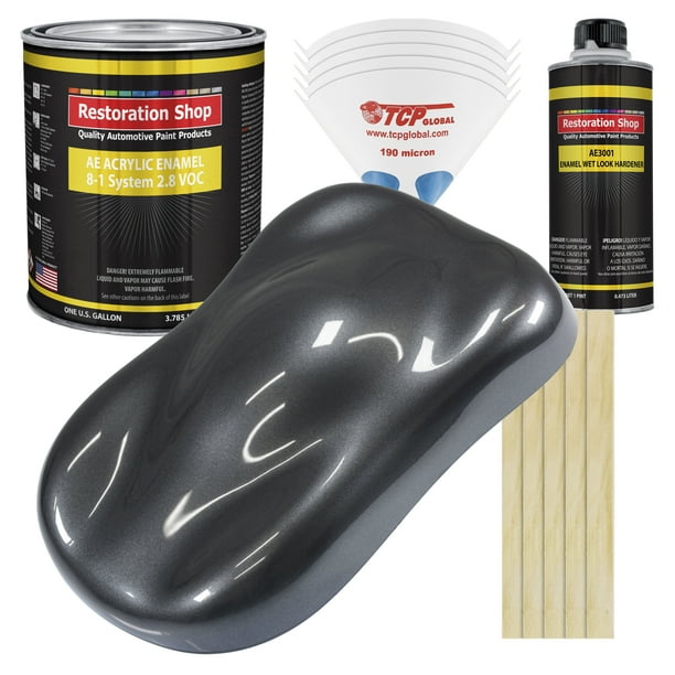 Restoration Shop Gunmetal Grey Metallic Acrylic Enamel Auto Paint, Complete Gallon Paint Kit