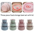 thumbnail image 2 of 3-Piece Wheat Straw Nesting Bowls with Lids Leak-Proof Microwave and Freezer Safe Set in Gray Pink Blue White, 2 of 8