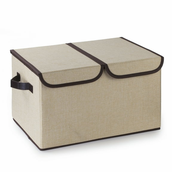 Enova Home Collapsible Storage Bins with Cover Set of 3 (Beige)
