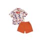 thumbnail image 2 of Conjunto de ropa de Halloween para niños pequeños: pajarita, fantasma, estampado de calabaza, camisa de manga corta con cuello vuelto y pantalones cortos (2 piezas)., 2 of 9