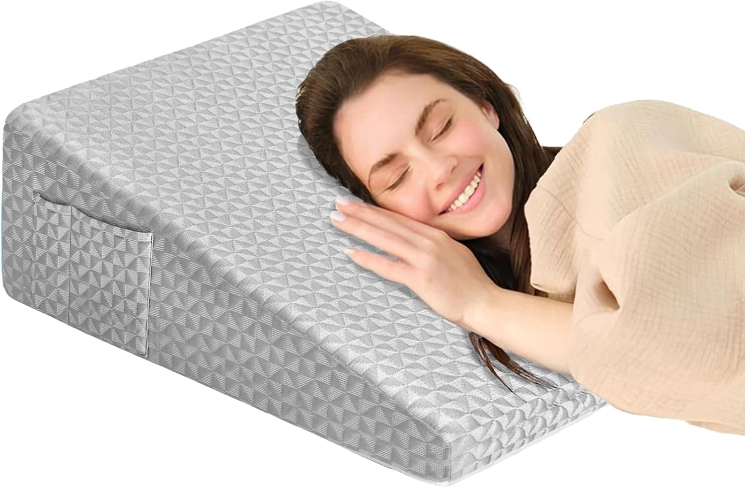 Wedge Pillow for Sleeping 7.5 Inch Bed Incline Support Memory Foam for Back Pain Relief and Leg Elevation Post Surgery