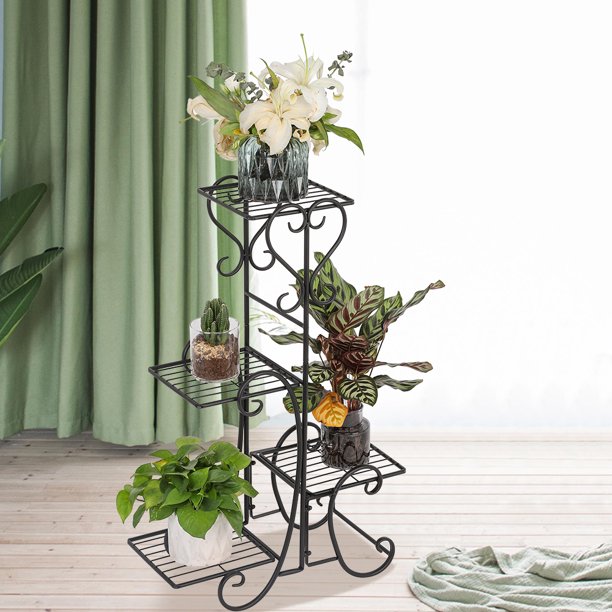 Veryke 4 Potted Plant Stand, Indoor/ Outdoor Metal Rustproof Iron
