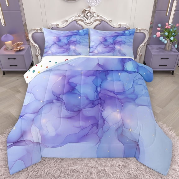 Homewish Gradient Marble Bedding Comforter Set 2pcs for Boys Girls,Abstract Stone Pattern Twin Comforter Sets Microfiber,Marbling Watercolor Breathable Bedding Set,Breathable Home Decor,Reversible