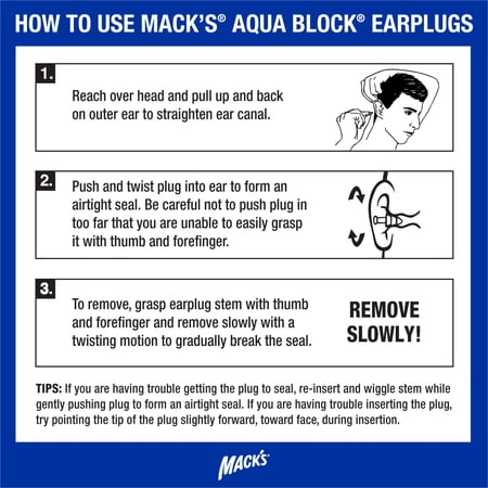 MACK'S マックス 耳栓 イヤープラグ アクアブロック フランジタイプ クリア マリンスポーツ 水泳 サーフィン AQUA BLOCK 2ペア 日本正規品