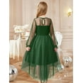 thumbnail image 4 of Oudiya Girls Dresses Contrast Mesh Long Sleeve Twirly High Low Birthday Party Formal Dress, 4 of 7