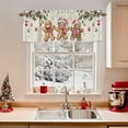 thumbnail image 2 of Kitchen Cafe Valance Curtain for Small Windows,Winter Gingerbread Man Xmas Ball Rod Pocket Short Valances,60x18in, 2 of 9