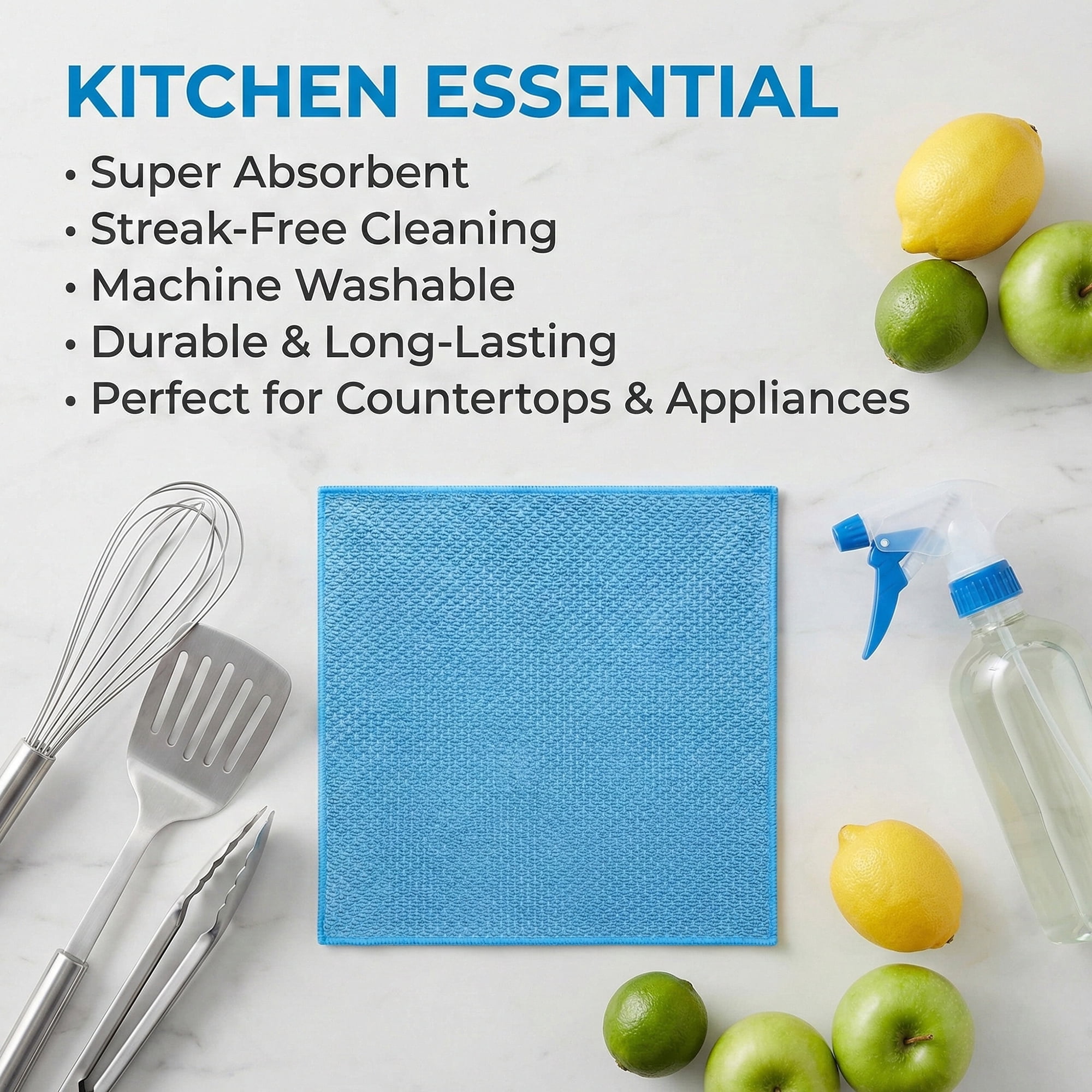 Unique Bargains Microfiber Dish Cloth for Washing Dishes Rags Dark Blue/Khaki 12" x 12"