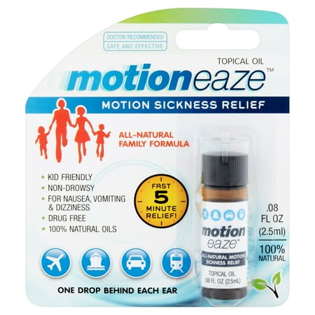 Motioneaze Motion Sickness Relief Topical Oil, .08 fl oz, 20 (Best Motion Sickness Medicine For Flying)