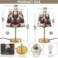 thumbnail image 2 of Tapered Desk Lamp with Antique Brass Base Table Lamps Dimmable LED Bulb Button Switch Night Light Vintage Black and White Chickens Medium, 2 of 8