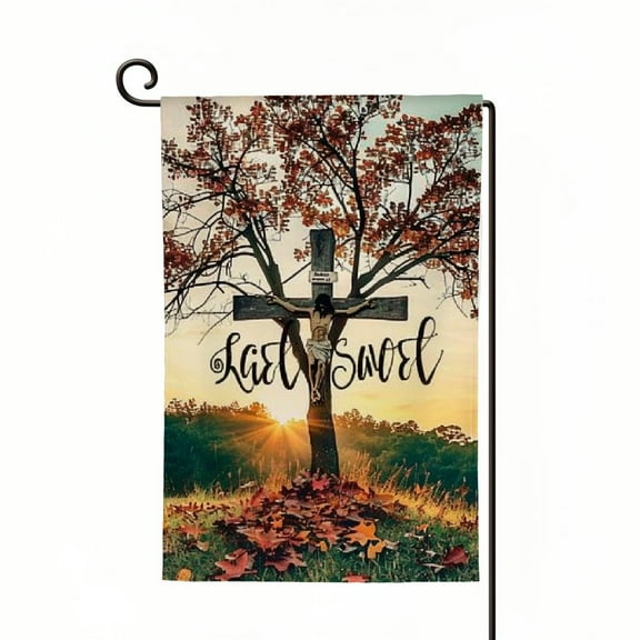 PHYHOO  Fall Tree Cardinal Garden Flag Fall for Jesus He Never Leaves Flag Vertical Double Sided, Pumpkin Autumn Harvest Thanksgiving Holiday Yard Outdoor Outside Seasonal Decoration White