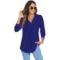 thumbnail image 5 of hirigin Women?s Loose Shirt, Casual Solid Color V-neck Three-quarter Sleeve Pullover, 5 of 8