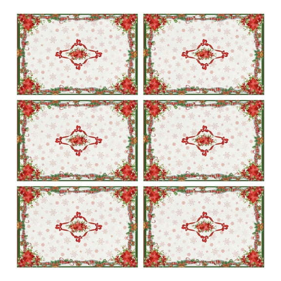6 Pieces Place Mat Linen Non Slip Table Placemats Funny Christmas Rustic Farmhouse Placemats for Party Kitchen Dining Decoration