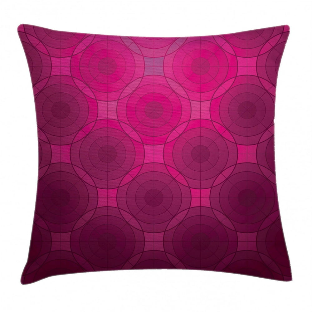 Magenta Decor Throw Pillow Cushion Cover, Disc Shaped Fluid Dynamics Circular Spherical Forms