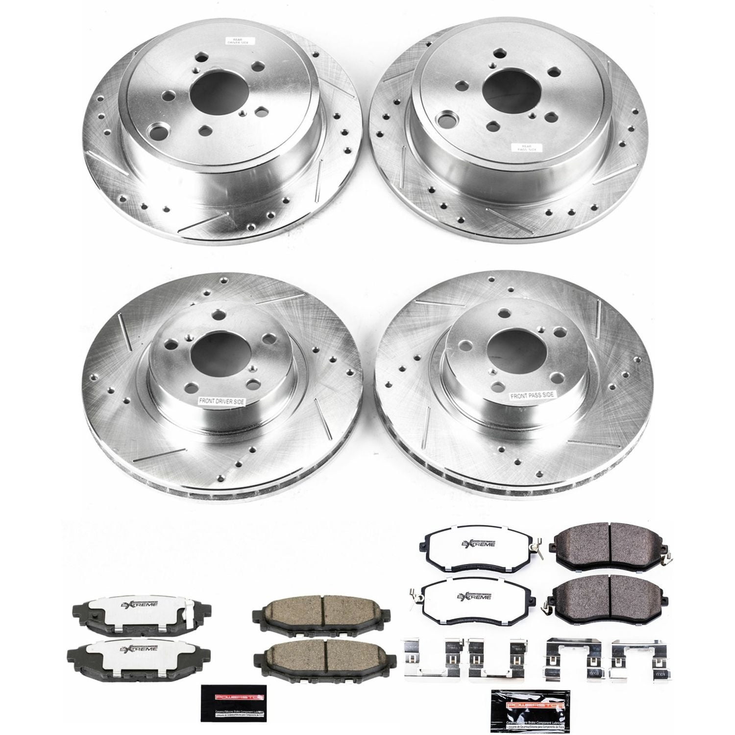PowerStop Front and Rear Z26 Street Warrior Carbon-Fiber Ceramic Brake Pad and Drilled and Slotted Rotor Kit Fits: SUBARU Select Models K6112-26