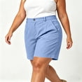 thumbnail image 5 of OGLCCG Plus Size Cotton Linen Shorts for Women Wide Leg Work Golf Shorts with Pockets Outdoor Active Summer Shorts for Women,Light Blue, 5 of 6