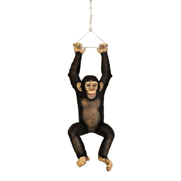 Monkey Chimpanzee Hanging On Rope Life Size Statue