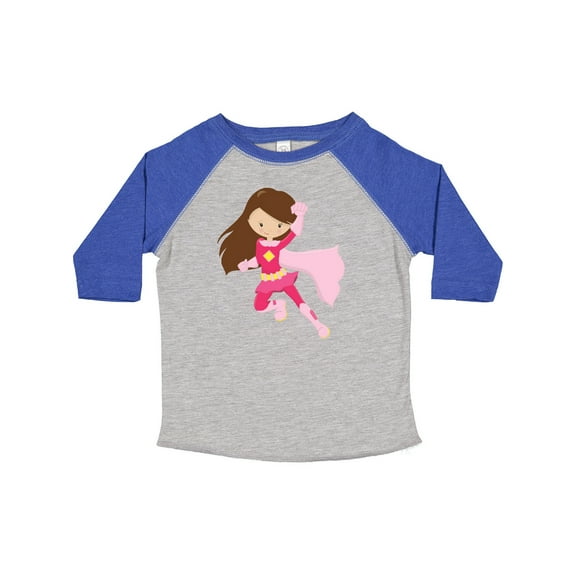 Inktastic Superhero Girl, Cute Girl, Brown Hair, Pink Cape Girls Toddler T-Shirt