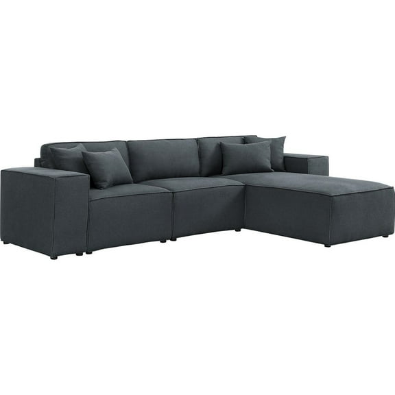 Harvey Sofa with Reversible Chaise in Dark Gray Linen