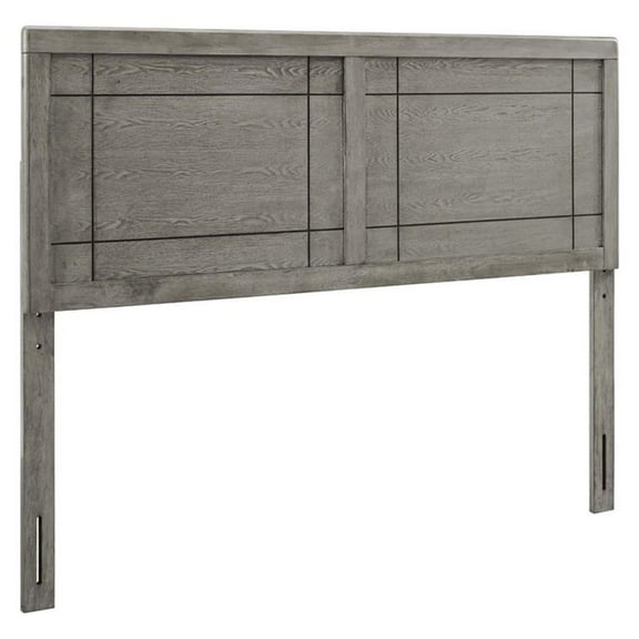 Pemberly Row Full Modern Rubberwood and MDF Headboard in Gray