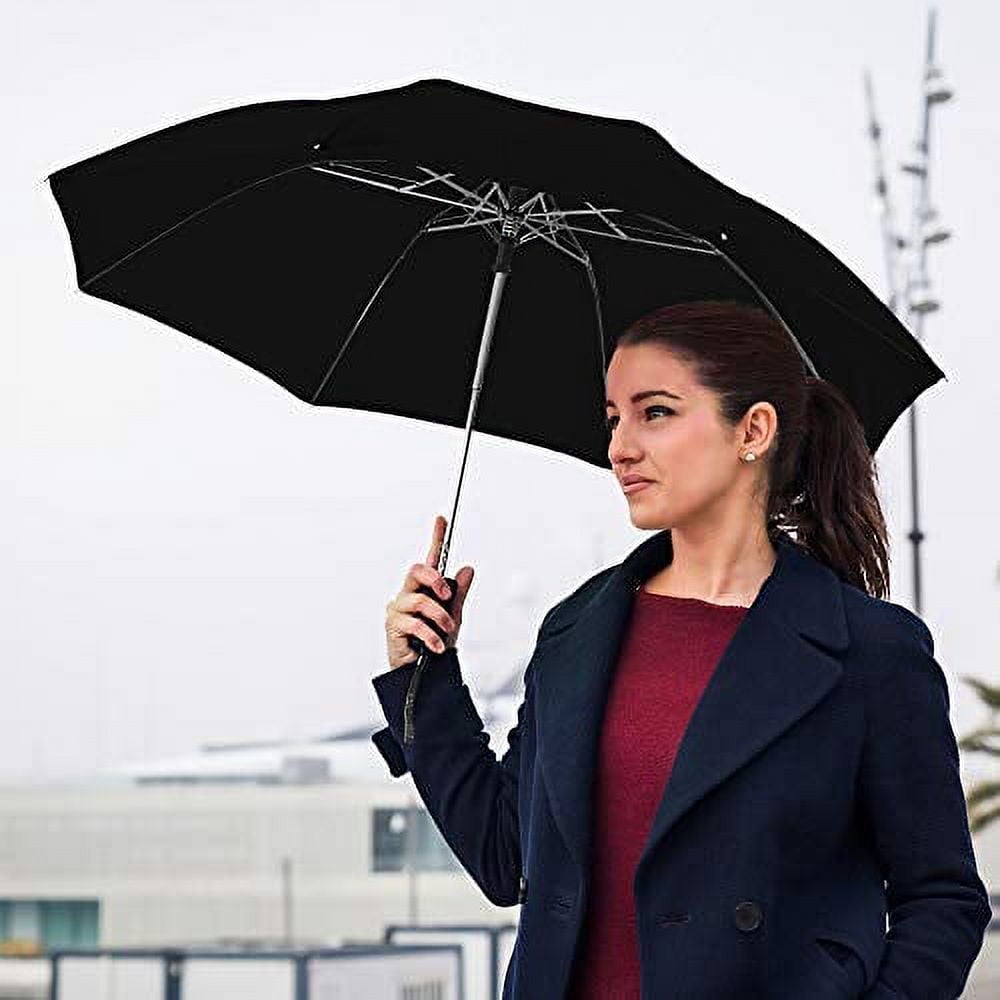 The Spectrum Popular Style 42" Automatic Open Windproof Travel Umbrella for Rain, Wind & Sun, Sturdy Lightweight Small Portable Folding Umbrella for Men and Women, Black