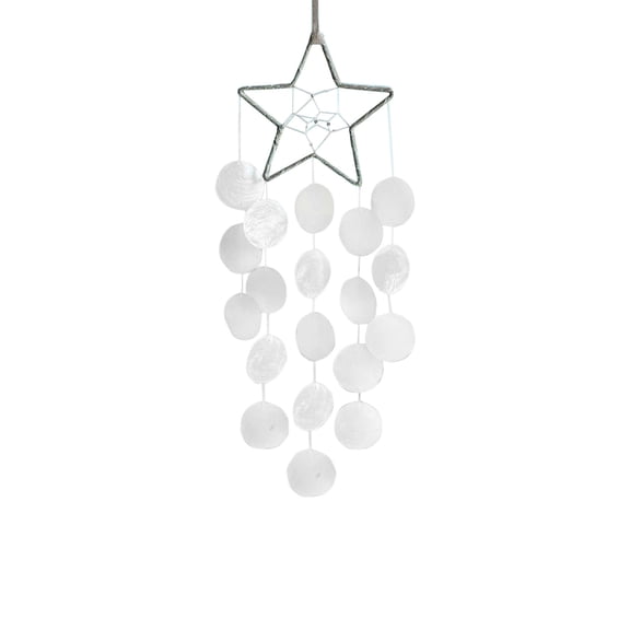 Hanging Wind Chimes for Outside Decoration,Balcony Garden Decor of Star Shaped Capiz Shell Wind Chime,Coastal Style Decor for Indoor/Outdoors,Great Gift for Women