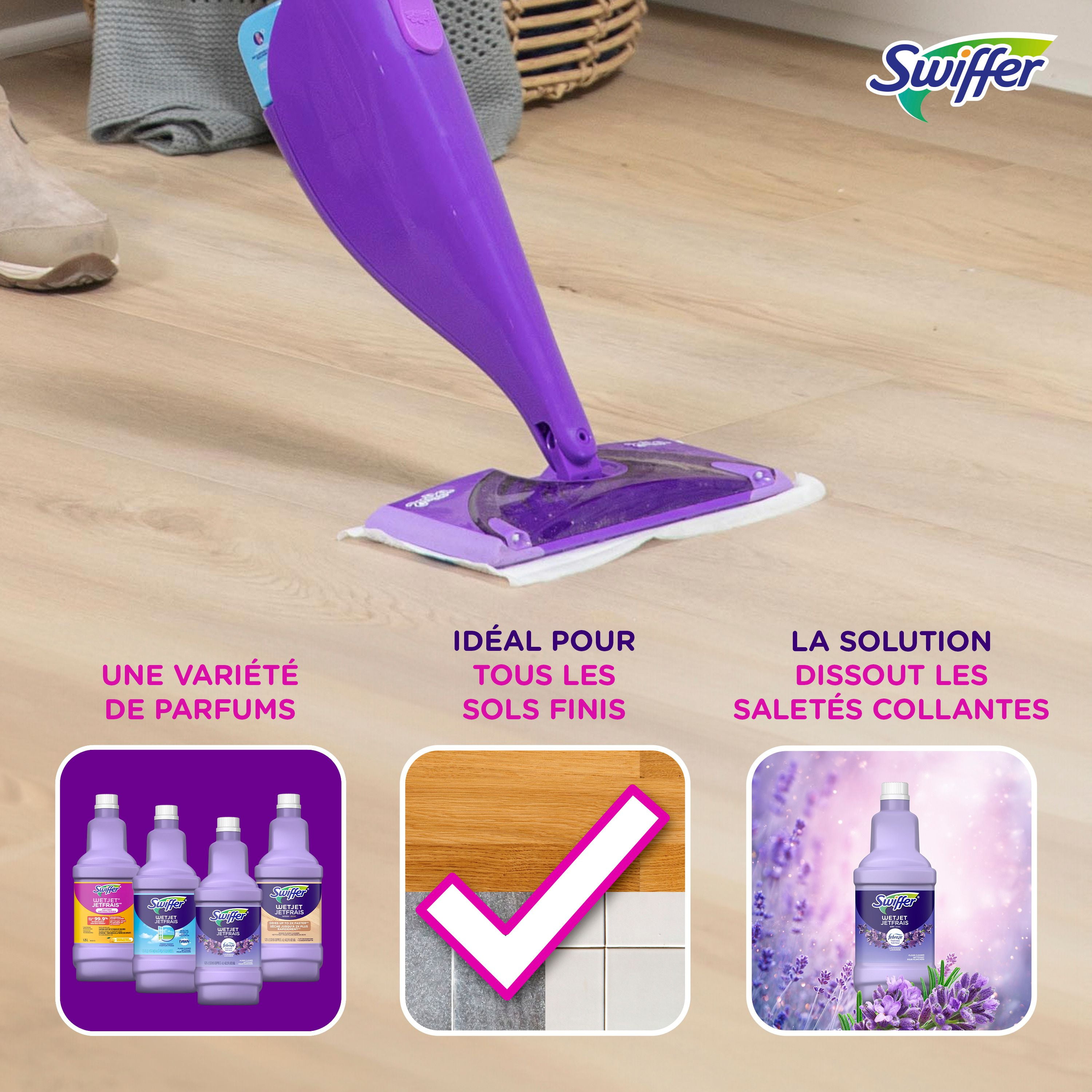 Swiffer WetJet Spray Mop Multi-Purpose and Hardwood Liquid Floor Cleaner Refill, Lavender Vanilla & Comfort