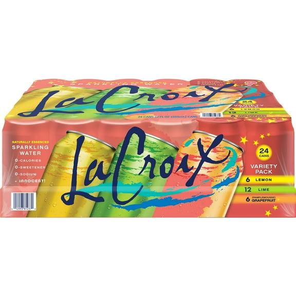 LaCroix Sparkling Water Variety Pack, Lime, Lemon, Grapefruit, 24 Ct