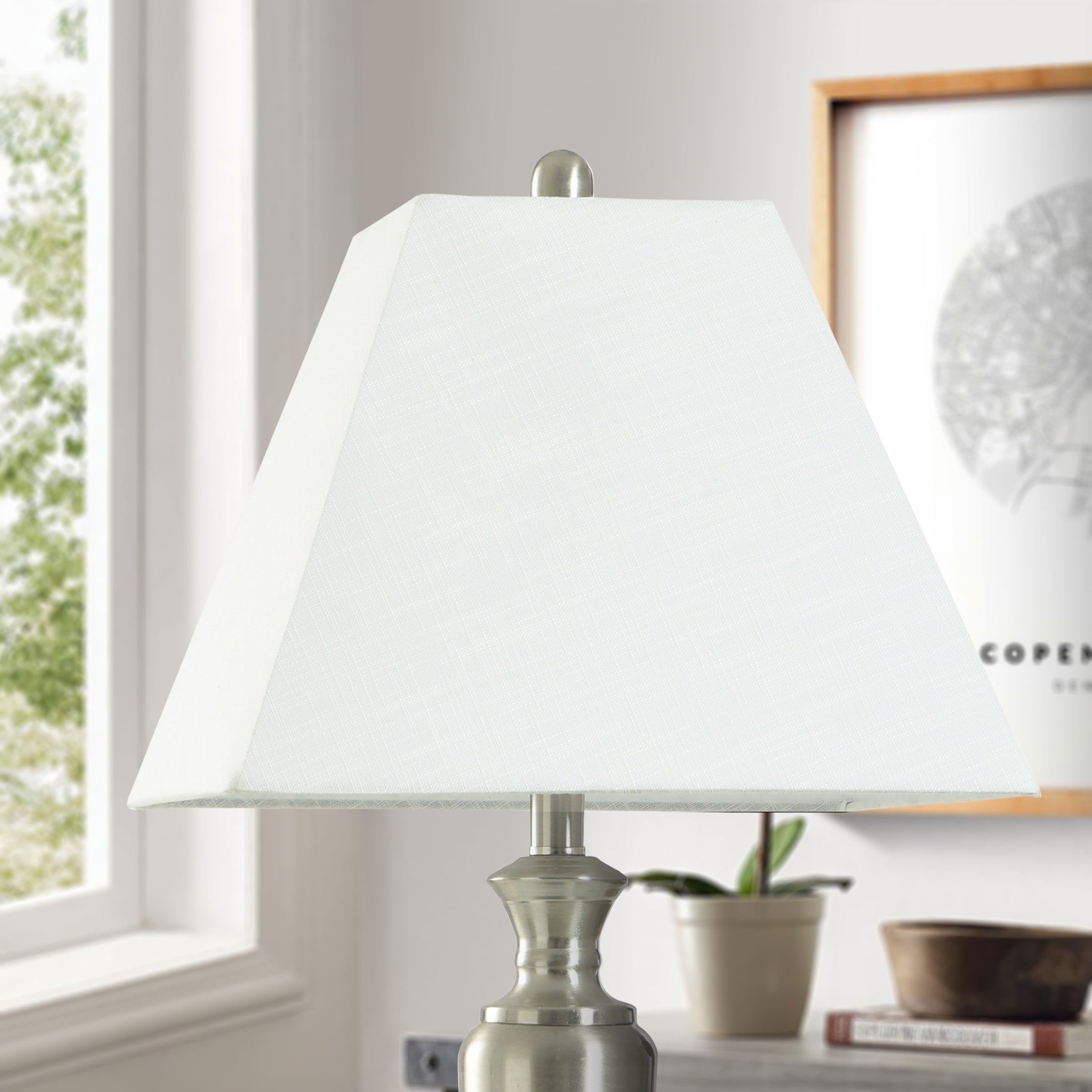 Better Homes & Gardens White Tapered Square Polyester Lamp Shade, 14"L x 6.5"W x 11"H