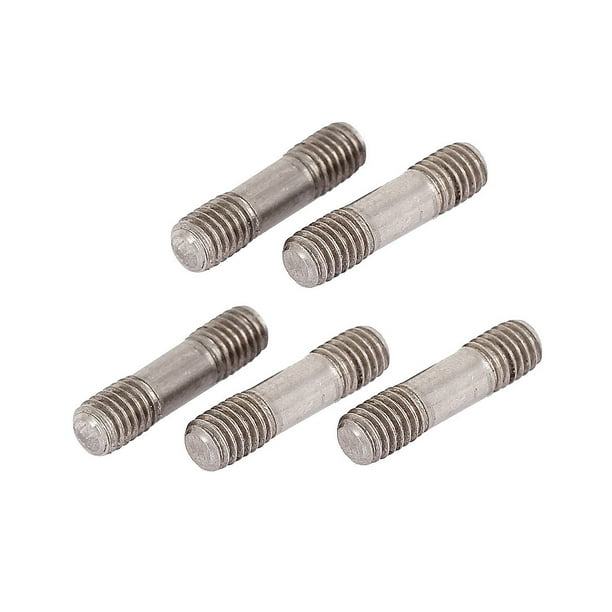 M5x20mm Stainless Steel Double End Threaded Stud Screw Bolt Silver Tone