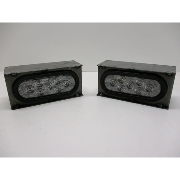 Steel Oval Mounting Boxes / 6 inch Clear Red LED Brake Stop Turn Tail Lights