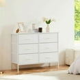 thumbnail image 3 of Yardi Yarda Six-Drawer Cabinet, Tall Dresser Fabric Storage Tower, Wooden Top for Indoor as Living Room, Bedroom, White, 3 of 9